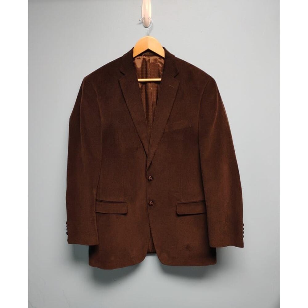 Chaps Jacket M Brown 100% Cotton Corduroy Blazer Elbow Patches 42L